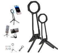 360° Rotating Magnetic Phone Stand, Multi Angle Tri Fold Cell Phone Holder, Magnetic Phones Tripod Stand,for Streaming/Travel, Universal Phone Compatible (Black-2pcs)