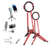 360° Rotating Magnetic Phone Stand, Multi Angle Tri Fold Cell Phone Holder, Magnetic Phones Tripod Stand,for Streaming/Travel, Universal Phone Compatible (Red-2pcs)