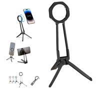 360° Rotating Magnetic Phone Stand, Multi Angle Tri Fold Cell Phone Holder, Magnetic Phones Tripod Stand,for Streaming/Travel, Universal Phone Compatible (Black)