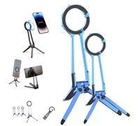 360° Rotating Magnetic Phone Stand, Multi Angle Tri Fold Cell Phone Holder, Magnetic Phones Tripod Stand,for Streaming/Travel, Universal Phone Compatible (Blue-2pcs)