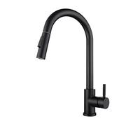 360°Rotation Faucet, Single Handle High Arc Pull-Out Kitchen Faucet, Induction Hot and Cold Mixer Tap, Stainless Steel Sink Faucets with Pull Down Sprayer, Brushed Nickel,White (Color : Gold)