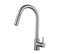 360°Rotation Faucet, Single Handle High Arc Pull-Out Kitchen Faucet, Induction Hot and Cold Mixer Tap, Stainless Steel Sink Faucets with Pull Down Sprayer, Brushed Nickel,White (Color : Gold)