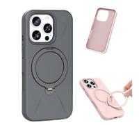 360° Spin Magnetic Ring Stand Silicone for iPhone 17 Pro Max Case, Liquid Silicone Rubber Soft Phone Case for 17/16/15/14 Series, Shockproof Vibrant Grip Full Camera Protection (Gray,For iPhone14)