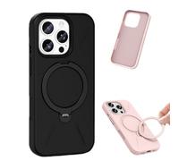 360° Spin Magnetic Ring Stand Silicone for iPhone 17 Pro Max Case, Liquid Silicone Rubber Soft Phone Case for 17/16/15/14 Series, Shockproof Vibrant Grip Full Camera Protection (Black,For iPhone17Air)