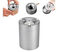 360° Stainless Steel Twist-Lock Ashtray,Stainless Steel Sealed Ashtrays with Spin Lid,Windproof Odor-Proof Car Ashtray with Cigarette Holder for Home Office Travel