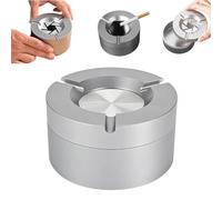 360° Stainless Steel Twist-Lock Ashtray,Stainless Steel Sealed Ashtrays with Spin Lid,Windproof Odor-Proof Car Ashtray with Cigarette Holder for Home Office Travel