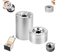 360° Stainless Steel Twist-Lock Ashtray, StainlessSteel Car Ashtray with Spin Lid, Ash Tray with Cigarette Holder for Car & Home (2pcs-home+car)