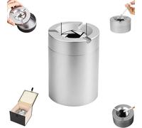 360° Stainless Steel Twist-Lock Ashtray, StainlessSteel Car Ashtray with Spin Lid, Ash Tray with Cigarette Holder for Car & Home (Car Use)