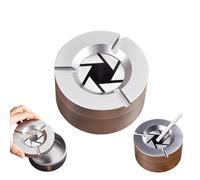 360° Stainless Steel Twist-Lock Ashtray, Use With Spin Lid, Metal Hinged Lid With Dust-Proof Cover, Cigarette Holder for Car & Home (#B)