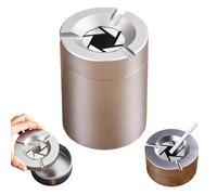 360° Stainless Steel Twist-Lock Ashtray, Use With Spin Lid, Metal Hinged Lid With Dust-Proof Cover, Cigarette Holder for Car & Home (#A)