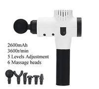 3600R/min Indicador LED Terapia Pistolas Masajeador Masajeador Muscular Dolor Masajeador Máquina Relax Cuerpo Alivio 6 Cabezales con Bolsa, color blanco