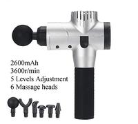 3600R/min Indicador LED Terapia Pistolas Masajeador Masajeador Muscular Dolor Masajeador Máquina Relax Cuerpo Alivio 6 Cabezales con Bolsa, color plateado