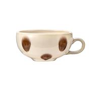 360ml / 12oz, Taza Desayuno Ancha, Taza Ceramica Retro, Estilo Japonés, Antideslizante y Duradera, Adecuada para Leche, Café, Avena y Zumo(White)