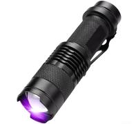365nm UV Antorcha Aleación de Aluminio Luz Negra para Detección de Escorpión Manchas de Orina de Mascotas Verificación de Moneda Linterna de mano compacta 10cm (A)
