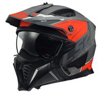 366062232L - Casco LS2 OF606 Drifter Talla L Solid Titanio Red Jet Con Mentonie