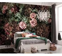 368x254cm Gigante Foto Pintado Terciopelo Flores Niña Pared Dormitorio Mural