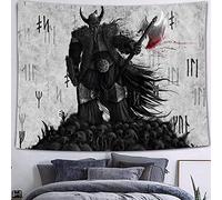 369 Tapices Grande Tapiz Colgar Pared Tapices De Pared No Destiñen Tapiz De Pared Para Cocina Fiesta Fiesta 100X150cm Nórdico Vikingo-Odín Guerrero Espada Hacha Cráneo-Nación Nórdica Arte