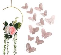 36pcs 3D Hollow Butterfly Decoration Night Wall Sticker Single For Wedding Decor Living Room(A-rose gold)