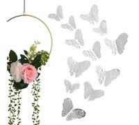 36pcs 3D Hollow Butterfly Decoration Night Wall Sticker Single For Wedding Decor Living Room(A-sliver)