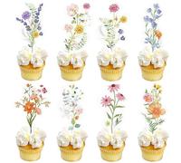36pcs flores silvestres cupcake toppers decoracion de tartas baby in bloom baby shower cake toppers para mujeres cumpleaños ducha de novia decoración de fiesta de boda
