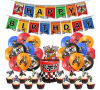 36PCS Motocross Theme Birthday Party Decoration, Motorcycle Theme Balloon Set, Happy birthday banner Birthday Cake Decoration, DIY Cake Birthday Party, Party Decoration