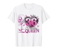 36th Birthday Queen Pink Wine 36 Years Old Women Girls Camiseta