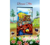 37-034 - Tarjeta de felicitación 3D Pop-up para niño, con sobres de tamaño 12 x 17,5 cm, oso en coche, diseño de mariquita con paquete de regalo para celebrar un evento feliz o celebrar un nombre de