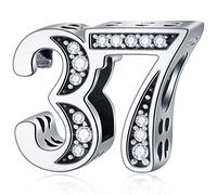37 cumpleaños Charms para pulsera Pandora del día de la madre, 925 cuentas de plata esterlina 37 aniversario con piedra natalicia CZ, Un regalo de amor de 37 a ños para mamá / maestra / tía