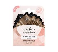 Invisibobble Sprunchie Slim coletero seda negro y dorado x2 - Scrunchie seda con goma de pelo en espiral al interior - Silk scrunchies suave con gran sujeción