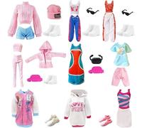37 piezas de ropa y accesorios para muñecas compatibles con Barbie 9 Trajes vestido incluye vestido de lentejuelas conjunto de chándal camiseta sin mangas 7 zapatos Barbie 12 accesorios Barbie para