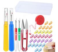 37 Piezas Desgarrador de Costuras Set, 4 Abridor de Costura con 1 Tijeras y 1 Caja Almacenamiento y 1 Cinta Métrica y 30 Clips Costura, Desgarradores de Costura DIY