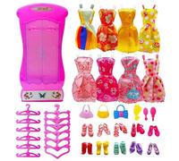 37 Ropa y Accesorios para Muñecas con Armario para Muñecas de 11.5 Pulgadas - Set de muñeca de diseño que incluye vestidos de novia, zapatos, perchas y bolsos para niñas