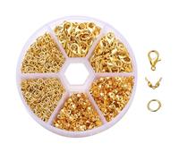370 Piezas cierres para pulseras,cierres pulseras,anillas llavero,Enganches Para Pulseras,Cierre de Mosquetón accesorios,Anillos Abiertas De Salto,para Collares Pulseras DIY(Oro)