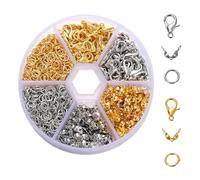 370 Piezas cierres para pulseras,cierres pulseras,anillas llavero,Enganches Para Pulseras,Cierre de Mosquetón accesorios,Anillos Abiertas De Salto,para Collares Pulseras DIY(Oro y Plata)