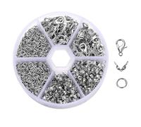 370 Piezas cierres para pulseras,cierres pulseras,anillas llavero,Enganches Para Pulseras,Cierre de Mosquetón accesorios,Anillos Abiertas De Salto,para Collares Pulseras DIY(Plata)