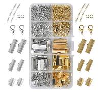 370 piezas de accesorios de fabricación de joyas Cierre de cadena Cadena de extensión Cierre de langosta Placas de sujeción Engarces Extremos de abrazadera Extensiones de cadena Anillos de salto