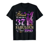 37th Birthday Queen Blessed by God 37 Fabulous Since 1989 Camiseta