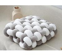 38 x 40 cm Cojín de nudo, cojín decorativo de nudo (blanco-gris) | Nudo Funda de Almohada Cuadrada para Sofá Y Sofá Suave Cojín de Acento para Hogar, Oficina, Salón, Dormitorio, Cama