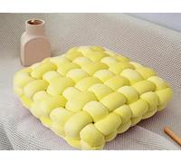 38 x 40 cm Cojín de nudo decorativo anudado (amarillo) | Nudo Funda de Almohada Cuadrada para Sofá Y Sofá Suave Cojín de Acento para Hogar, Oficina, Salón, Dormitorio, Cama