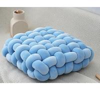 38 x 40 cm Cojín de nudo decorativo anudado (azul) | Nudo Funda de Almohada Cuadrada para Sofá Y Sofá Suave Cojín de Acento para Hogar, Oficina, Salón, Dormitorio, Cama