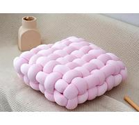 38 x 40 cm Cojín de nudo decorativo anudado (rosa) | Nudo Funda de Almohada Cuadrada para Sofá Y Sofá Suave Cojín de Acento para Hogar, Oficina, Salón, Dormitorio, Cama