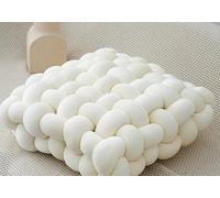38 x 40 cm Cojín de nudo decorativo (blanco leche) | Nudo Funda de Almohada Cuadrada para Sofá Y Sofá Suave Cojín de Acento para Hogar, Oficina, Salón, Dormitorio, Cama