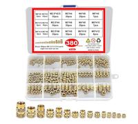 380 piezas de insertos roscados de tuerca de latón para impresión 3D, rosca hembra de 2/2,5/3/4/5/6 mm, kit surtido de tuercas moleteadas métricas de latón moleteado, fácil instalación