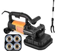 3800w Lijadora De HormigóN,Amoladora De Concreto Resistente De 3800 W | Desbastadora Y Pulidora Equipado Mango Largo Y Rodillos Carga,Con Disco Diamante Vel Amoladora Angular(B)