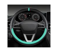 38cm para Seat para Tarraco para Arona para Ateca para Ibiza para Toledo para MII para León para Arosa Funda de Volante de Cuero de Microfibra Antideslizante Funda Volante Coche(Green O Shape)