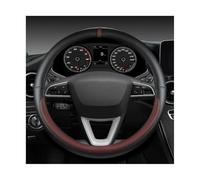 38cm para Seat para Tarraco para Arona para Ateca para Ibiza para Toledo para MII para León para Arosa Funda de Volante de Cuero de Microfibra Antideslizante Funda Volante Coche(Wine Red O Shape)