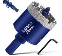 38mm Sierra Perforadora de Diamante con Broca Piloto, Cristal Broca Sierra Perforación de Punta de Diamante para Vidrio Cerámica Mármol Porcelana Azulejos Piedra Caliza