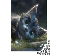 38x26cm/1000pcs Adulto Cute Gato Lying on The Grass Rompecabezas Mujeres Hombres Tablero De Madera Enclavamiento De Precisión