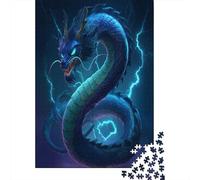 38x26cm/1000pcs Adulto The Oriental Dragón Shining with Blue Light Rompecabezas Mujeres Hombres Tablero De Madera Enclavamiento De Precisión