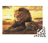 38x26cm/1000pcs Puzzles Pour Adolescents Adultes Père Lion Scène de faune de Safari